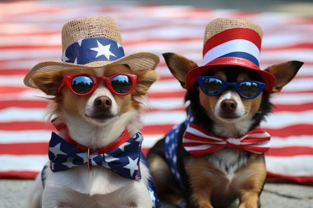 dogs celebrating Fourth of July